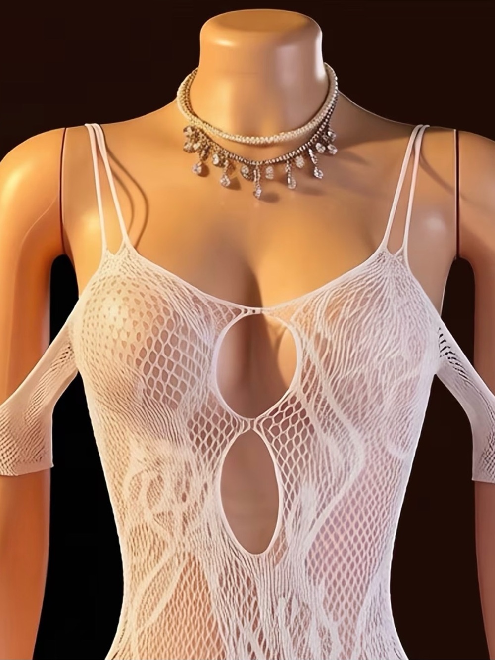 Sheer White Cutout Bodystocking - Women Intimates & Sleepwear - Picture 2 of 3